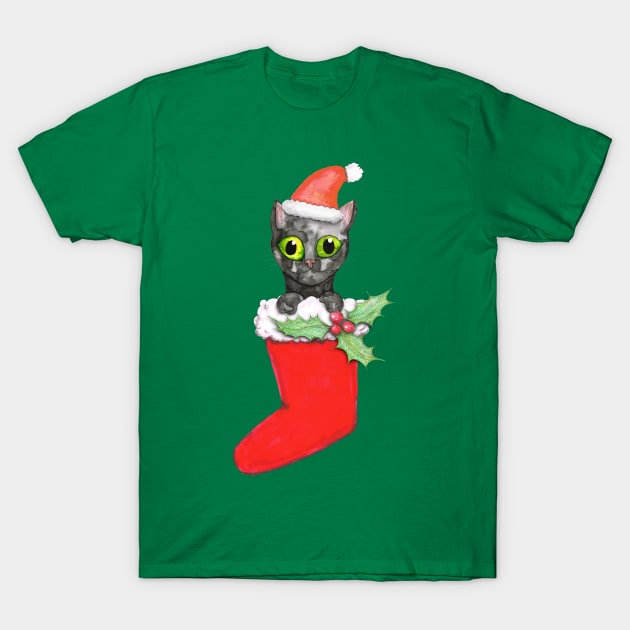 Christmas cat T-Shirt by Bwiselizzy